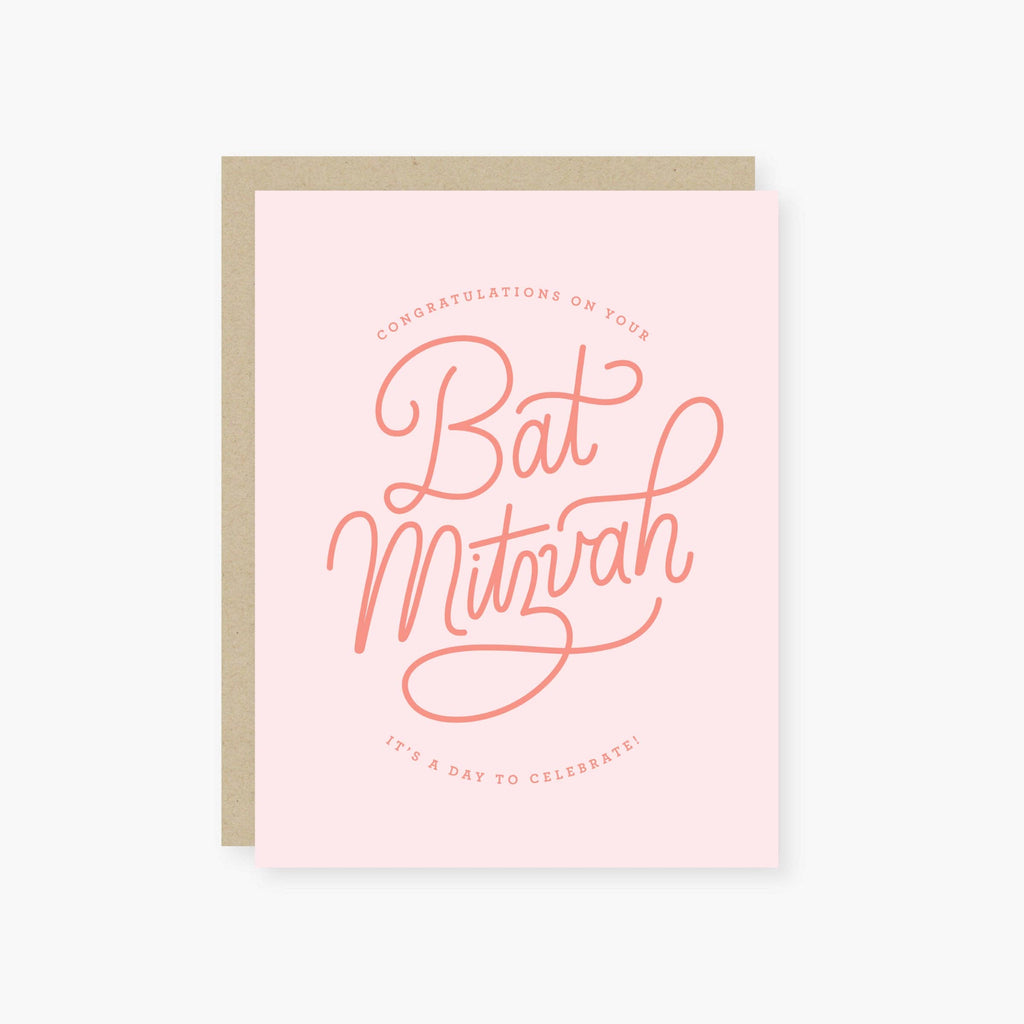 Pink Congrats on your Bat Mitzvah Greeting Card