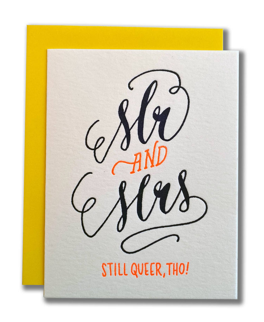 Mr and Mrs Queer Wedding Card Letterpress