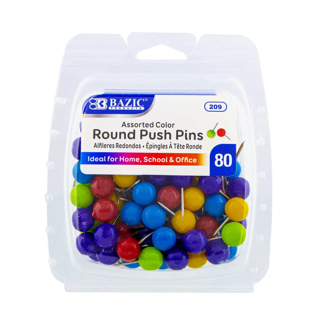 colorful push pins in an assorted pack 