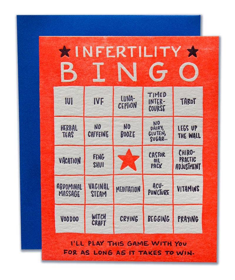 Infertility Card Orange Bingo style 
